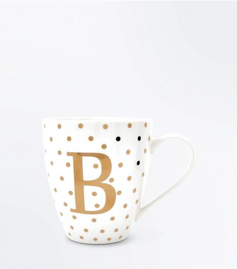 White B Initial Mug | New Look