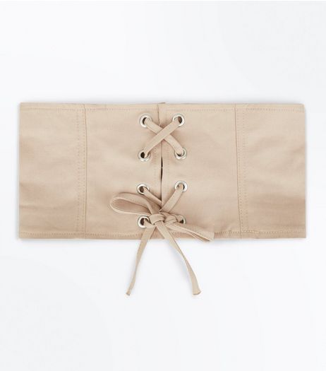 Nude Pink Lace Up Corset Belt | New Look