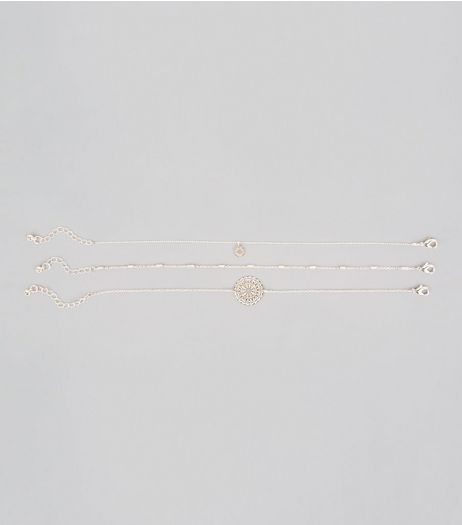 3 Pack Rose Gold Filigree Anklets | New Look