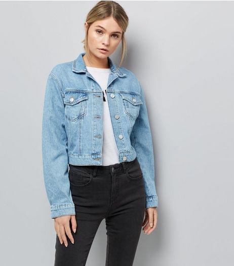 Blue Cropped Denim Jacket | New Look