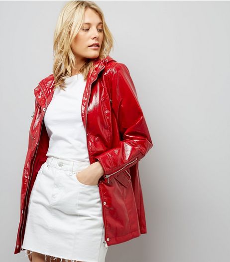 Red Patent Anorak | New Look