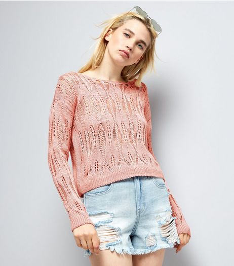 Pink Textured Knit Cropped Jumper | New Look
