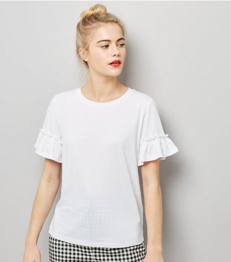 White Frill Trim T-Shirt | New Look