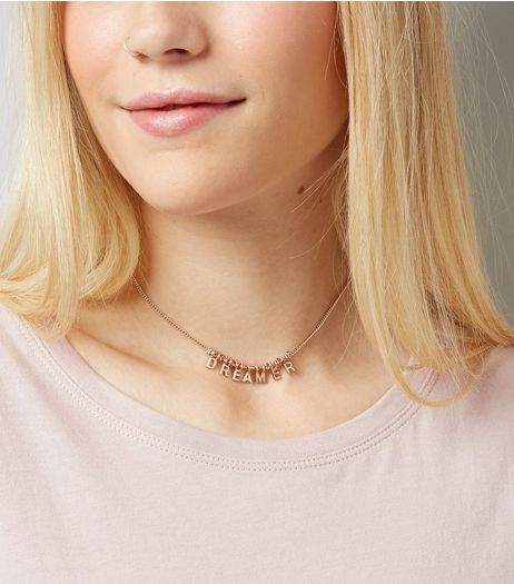 Rose Gold Dreamer Charm Choker | New Look
