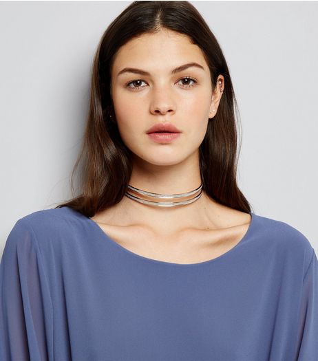 Rose Gold Glitter Layered Choker | New Look