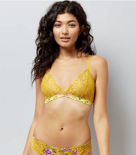 Yellow Floral Print Bralet | New Look