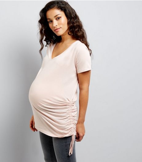 Maternity Shell Pink Ruched Side T-Shirt | New Look