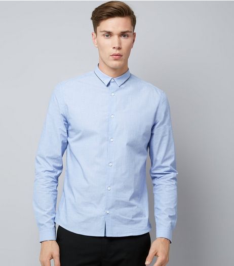 Blue Cross Hatch Long Sleeve Shirt | New Look
