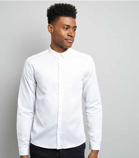 White Split Collar Long Sleeve Shirt | New Look
