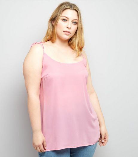 Curves Pink Tie Strap Cami | New Look