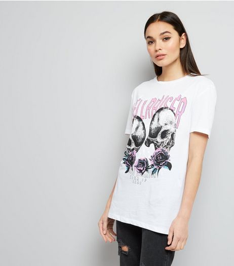 White Hellraiser Skull Print T-shirt | New Look