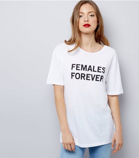 White Slogan Print Oversized T-Shirt | New Look