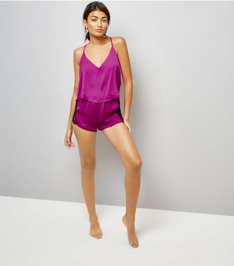 Purple Lace Trim Cami And Shorts Pyjama Set | New Look