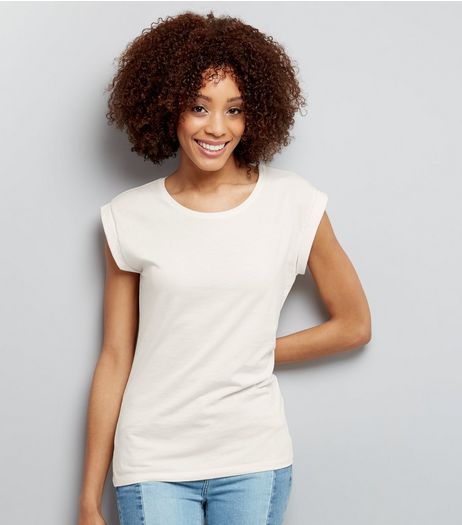 White Rolled Sleeve T-Shirt | New Look