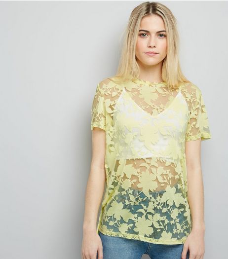 Yellow Floral Print Short Sleeve Top | New Look