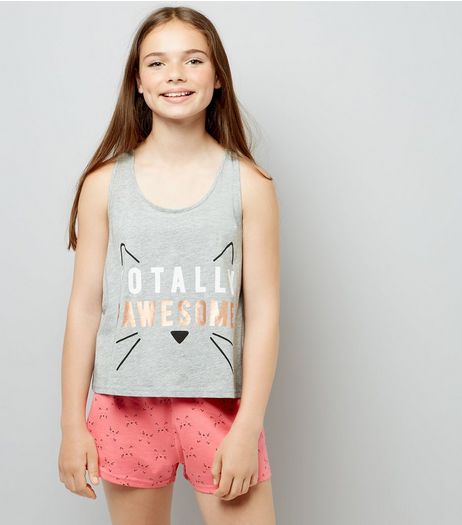 Teens Grey Totally Pawesome Pyjama Set | New Look