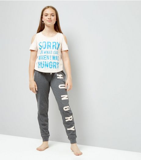 Teens Pink Hungry Slogan Pyjama Set | New Look
