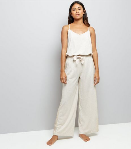 Petite Cream Jersey Lounge Jumpsuit | New Look