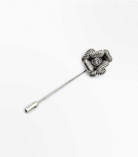 Silver Flower Lapel Pin | New Look