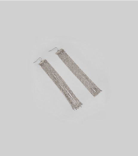 Silver Long Chain Drop Earrings | New Look