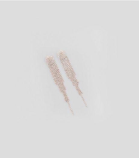Gold Crystal Drop Earrings | New Look