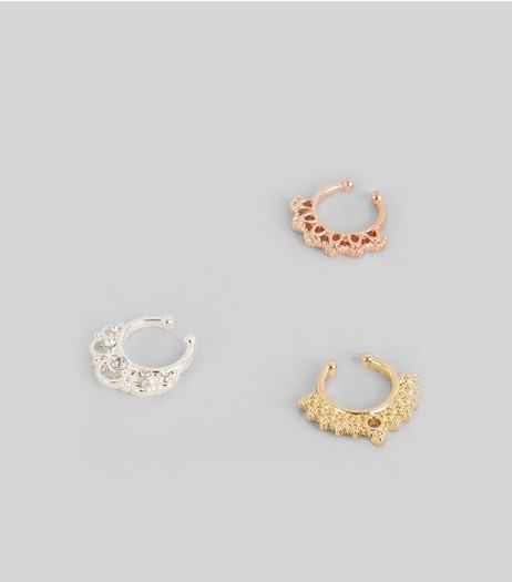 3 Pack Rose Gold Septum Rings | New Look