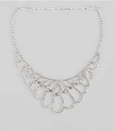 Silver Diamante Slide In Hair Drape | New Look