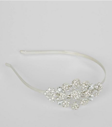 Silver Floral Diamante Headband | New Look