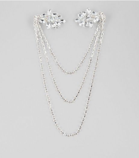 Silver Diamante Clip In Hair Drape | New Look