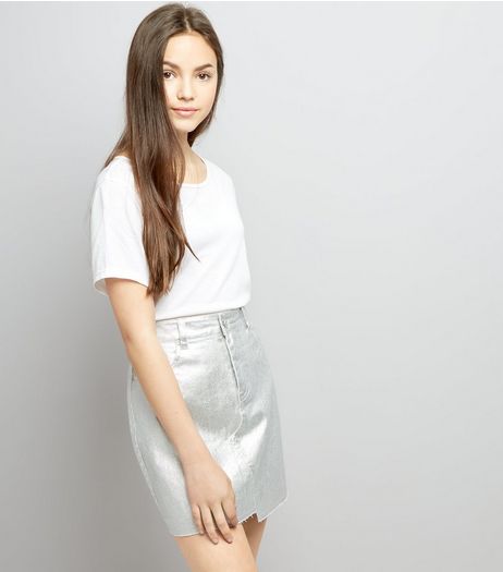 Teens Silver Metallic Skirt | New Look