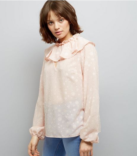 Shell Pink Frill Trim Long Sleeve Top | New Look