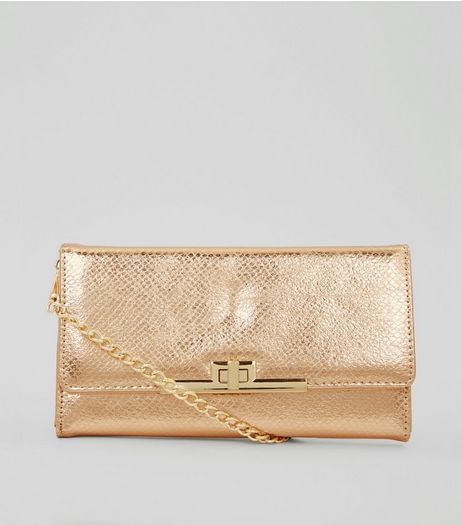 Rose Gold Pearly Purse Clutch | New Look