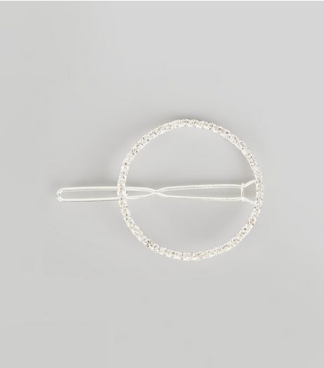 Silver Diamante Circle Hair Slide | New Look
