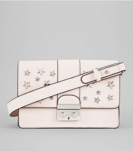 Shell Pink Star Stud Shoulder Bag | New Look