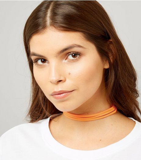 Orange Triple Row Choker | New Look
