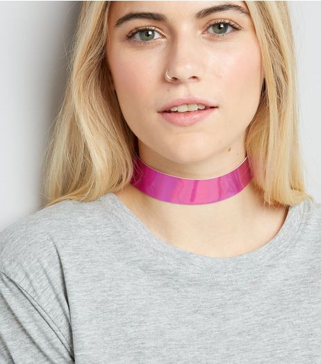Pink Patent Choker | New Look