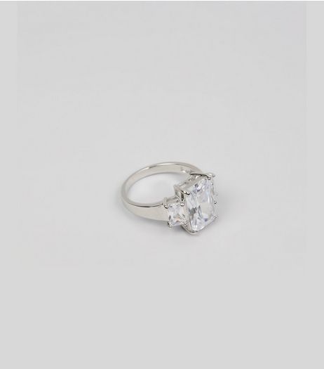 Silver Cubic Zirconia Glam Ring | New Look