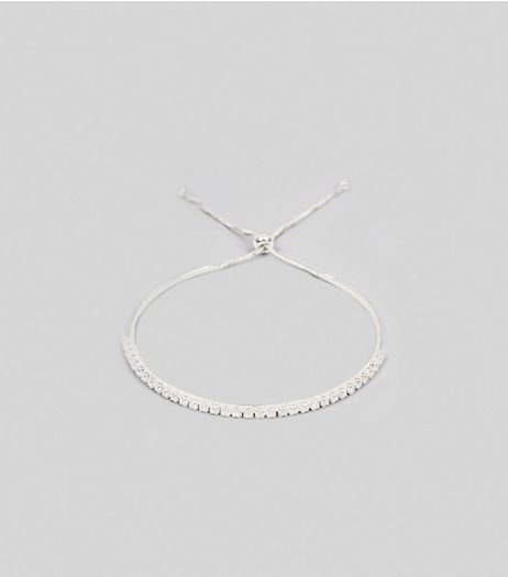 Silver Cubic Zironia Toggle Bracelet | New Look