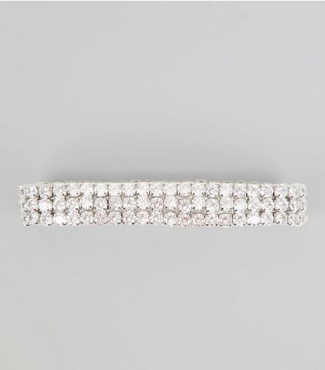 Silver Cubic Zirconia Stretch Bracelet | New Look
