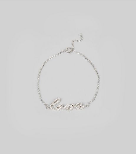 Silver Cubic Zirconia Love Bracelet | New Look