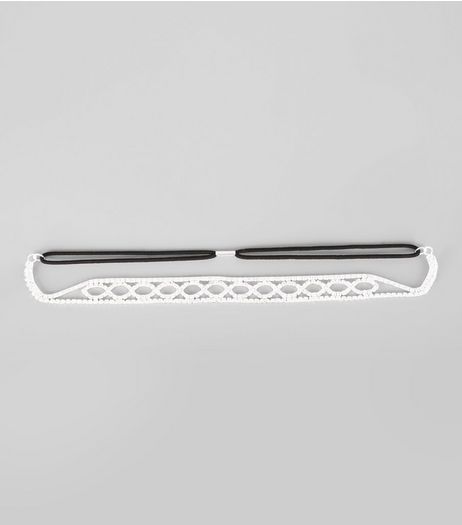 White Beaded Elastic Headband | New Look