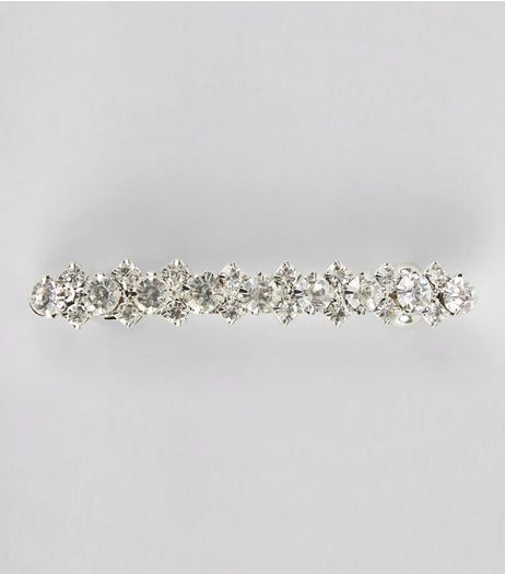 Silver Diamante Barette Clip | New Look
