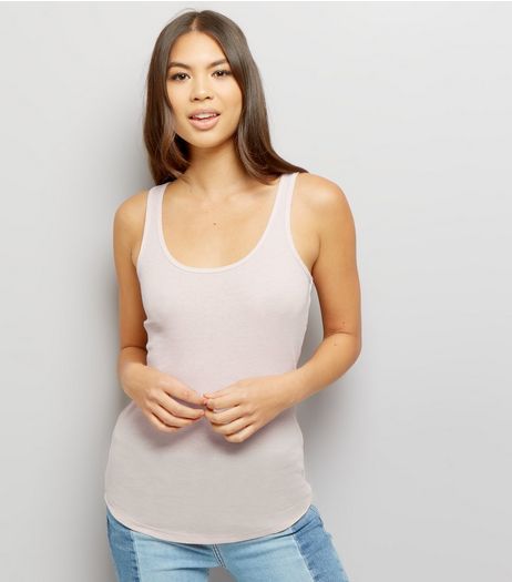 Shell Pink Ribbed Vest | New Look