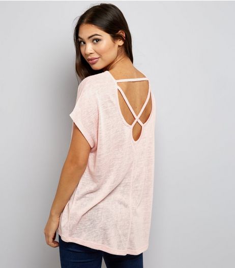 Pink Cross Strap Back T-Shirt | New Look