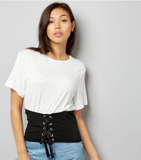 White 2 in 1 Corset T-Shirt | New Look