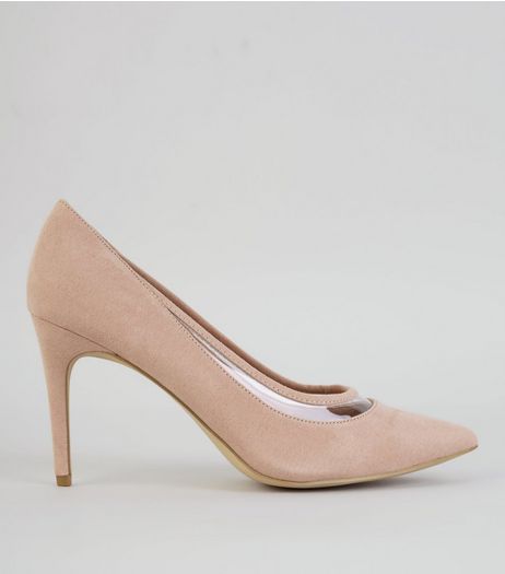 Nude Pink Suedette Transparent Trim Court Shoes | New Look