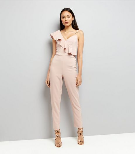 Pink Assymetric Frill Trim Jumpsuit | New Look
