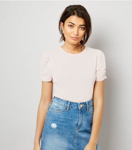 Pink Ruched Sleeve T-Shirt | New Look