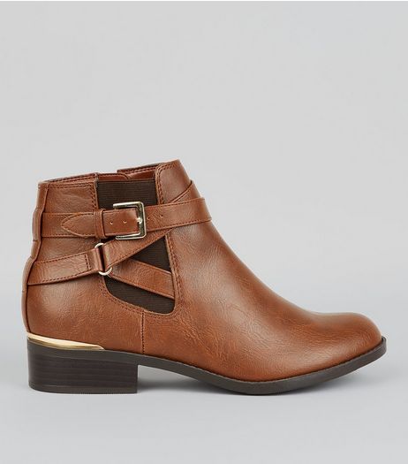Teens Tan Metal Trim Ankle Boots | New Look