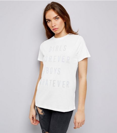 White Slogan Print T-Shirt | New Look